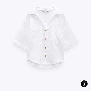 Zara Linen Blend Crop Shirt